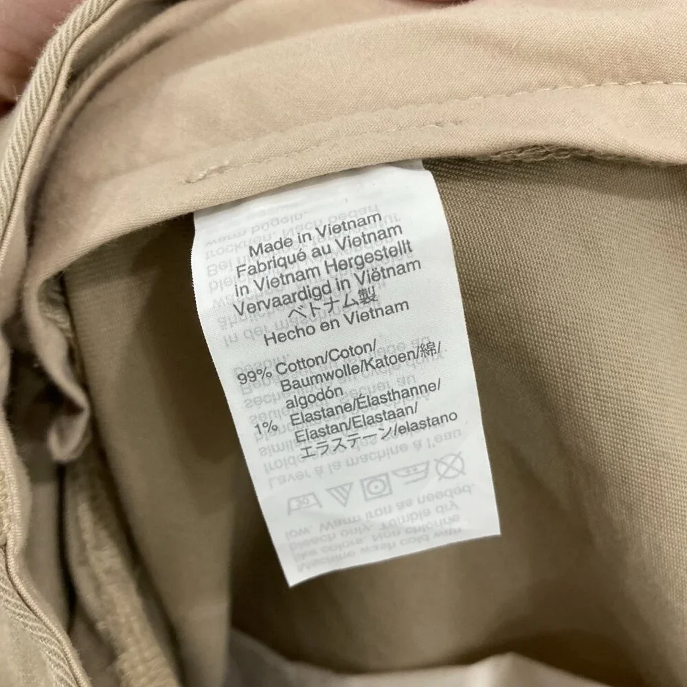 J. Crew Mens Flex Chino Pants size 34 x 32 Cream Tan Straight Leg‎ Preppy Office